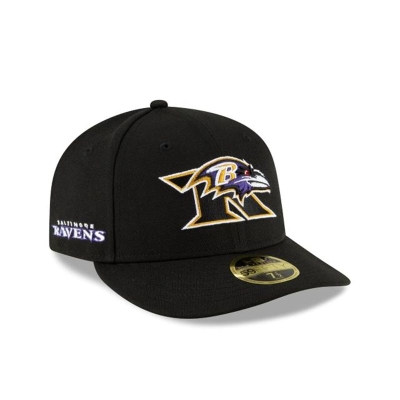 Black Baltimore Ravens Hat - New Era NFL Logo Mix Low Profile 59FIFTY Fitted Caps USA2430768